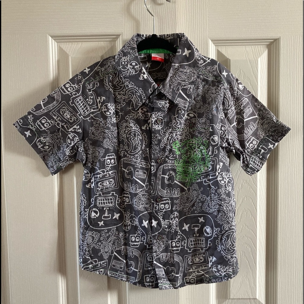 Shilav Boys Short Sleeve Abstract Print Shirt